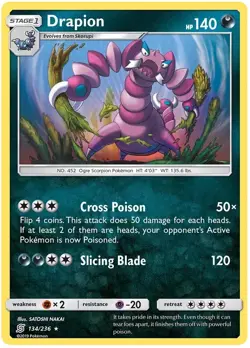 DRAPION 134/236 S&M Unified Minds RARE Pokemon - Image 1