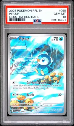 POKEMON PIPLUP 098/094 ILLUSTRATION RARE PFL EN-PHANTASMAL FLAMES 2025 PSA 10 - Image 1