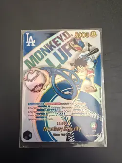 CUSTOM FAN MADE PROXY LA Dodgers Monkey.D.Luffy Promo EB02 One Piece Card, NM - Image 1