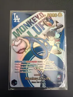 CUSTOM FAN MADE PROXY LA Dodgers Monkey.D.Luffy Promo EB02 One Piece Card, NM - Image 2