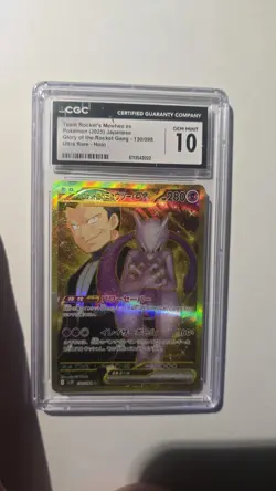 Team Rocket's Mewtwo ex UR 130/098 CGC 10 Gem Mint sv10 Glory Of Gang Gold - Image 1