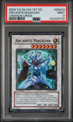 2009 YU-GI-OH! CRMS-CRIMSON CRISIS 1ST ED #EN043 ARCANITE MAGICIAN PSA 9 - Image 1