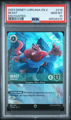 2023 DISNEY LORCANA EN 2-RISE OF THE FLOODBORN #210 BEAST ENCHANTED Psa 10 - Image 1