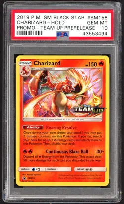 Pokemon Card - PSA 10 Charizard SM158 - Team Up PreRelease Promo GEM MT Damaged - Image 1