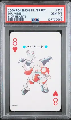 2000 POKEMON SILVER VERSION PLAYING CARDS 8 OF HEARTS #122 MR. MIME PSA 10 - Image 1