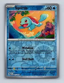Squirtle 007 2023 Pokemon Scarlet & Violet MEW 151 Reverse Holo Card NM+ (b) - Image 1