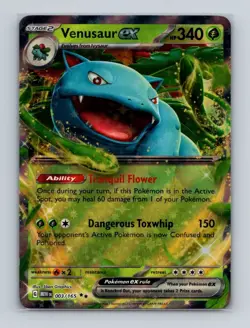 Venusaur ex 003 2023 Pokemon Scarlet & Violet MEW 151 Double Rare Card NM+ (u)📈 - Image 1