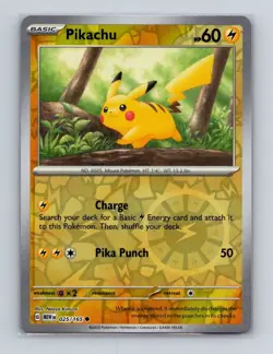 Pikachu 025 2023 Pokemon Scarlet & Violet MEW 151 Reverse Holo Card NM+ (c) - Image 1