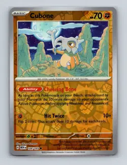 Cubone 104 2023 Pokemon Scarlet & Violet MEW 151 Reverse Holo Card NM+ (a) - Image 1