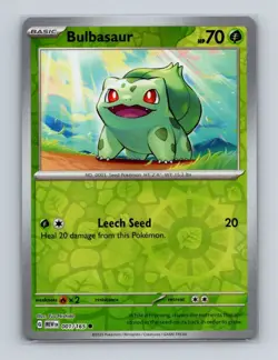 Bulbasaur 001 2023 Pokemon Scarlet & Violet MEW 151 Reverse Holo Card NM+ (g) - Image 1