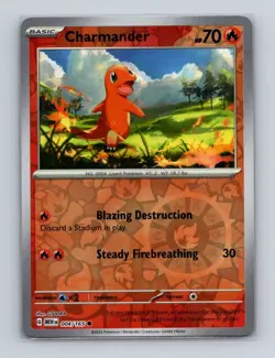 Charmander 004 2023 Pokemon Scarlet & Violet MEW 151 Reverse Holo Card NM+ (e) - Image 1