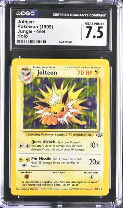 CGC 7.5 NEAR MINT+ Jolteon 4/64 Jungle Holo Pokemon Card - Image 1