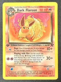 Dark Flareon 35/82 1st Edition Team Rocket Pokemon Card Vintage Uncommon - Lp/Mp - Image 1