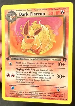 Dark Flareon 35/82 1st Edition Team Rocket Pokemon Card Vintage Uncommon - Lp/Mp - Image 2