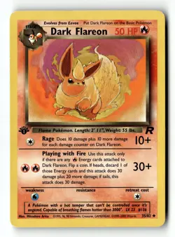 Pokemon Card Dark Flareon LP Team Rocket 1st Edition Uncommon 35/82 - Image 1