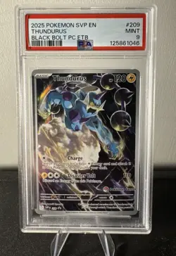 2025 POKEMON SVP BLACK BOLT POKEMON CENTER ETB PROMO #209 THUNDURUS PSA 9 - Image 1