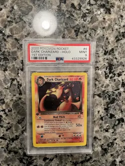 Pokemon 2000 Team Rocket Dark Charizard 4/82 Holo 1st Ed PSA 9 English - Image 1