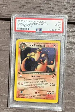 Pokemon 2000 Team Rocket Dark Charizard 4/82 Holo 1st Ed PSA 9 English - Image 3