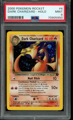 2000 Pokemon Team Rocket Dark Charizard Holo #4/82 PSA 9 - Image 1