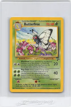 BUTTERFREE 34/130 - UNCOMMON - VINTAGE WOTC Pokemon Card - BASE SET 2 - NM/LP - Image 1