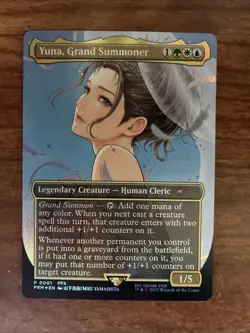 Yuna, Grand Summoner Borderless WPN & Gateway Promos Foil MTG Plus 2 Bonus Rares - Image 1