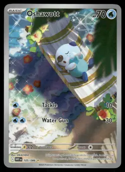 Pokemon Cards Oshawott 105/086 Holo White Flare Illustration Rare NM - Image 1