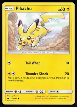 Pikachu 40 147 C Burning Shadows Pokemon Lightly Played - Image 1