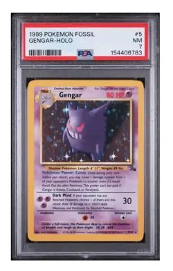 Gengar 5/62 Fossil PSA 7 Holo Unlimited Pokemon TCG - Image 1