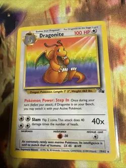 1999 WOTC Pokemon TCG Fossil Dragonite 19/62 Rare LP - Image 1
