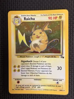 Pokemon TCG Raichu Fossil Holo Rare Card 14/62 - Image 1