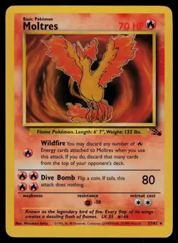 Moltres 27/62 Rare Fossil Pokemon Unlimited Lightly Played - Image 1
