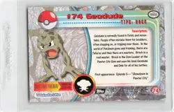 Topps Series 1 1999 TV Animation Ed GEODUDE #74 Pokemon Character Card - Image 2