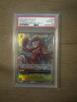 2025 One Piece CCG Monkey D. Luffy Illustration Box Vol.3 #109 PSA 10 Holo - Image 1