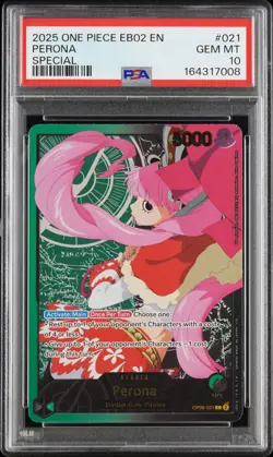 2025 ONE PIECE EB02-EXTRA BOOSTER -ANIME 25TH COLLECTION- SPECIAL PERONA PSA 10 - Image 1