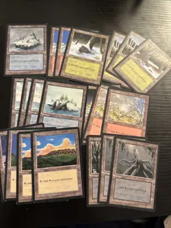 Lot Of 21: Magic: The Gathering Ice Age Land Cards - 4 Snow-covered - Image 1