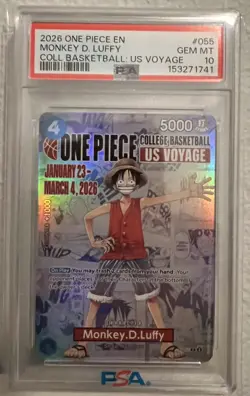 2026 ONE PIECE PROMOS COLLEGE BASKETBALL : US VOYAGE MONKEY D. LUFFY PSA 10 - Image 1
