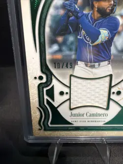 2026 Topps Tier 1 - Tier One Talent Relic Green /49 - Junior Caminero - Rays - Image 4