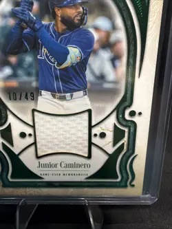 2026 Topps Tier 1 - Tier One Talent Relic Green /49 - Junior Caminero - Rays - Image 5