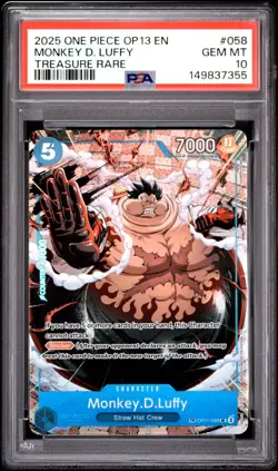 2025 ONE PIECE OP13-CARRYING ON HIS WILL TREASURE RARE MONKEY D. LUFFY PSA 10 - Image 1