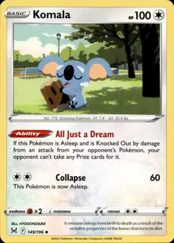 KOMALA 149/196 Lost Origin TCG Pokemon Card Near Mint - Image 1