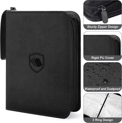 440 Pockets Trading Card Binder, PU Cover Zipper Card Collection Album, Sturdy C - Image 3