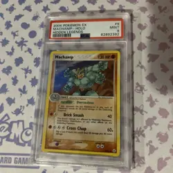 2004 Pokemon EX Hidden Legends English Card: PSA 9 - Machamp Holo 9/101 Swirl - Image 1