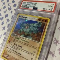 2004 Pokemon EX Hidden Legends English Card: PSA 9 - Machamp Holo 9/101 Swirl - Image 2