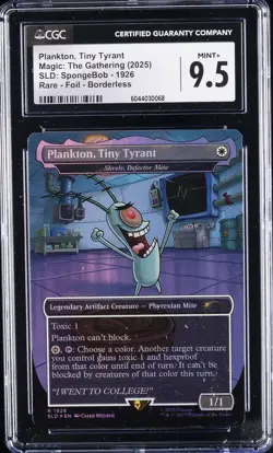 2025 MAGIC: THE GATHERING SLD: SPONGEBOB #1926 PLANKTON, TINY TYRANT CGC 9.5 - Image 1