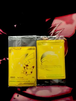 Pokemon POKE BALL + PIKACHU Gold Celebration’s 25th Anniversary LOT!! 2 Cards - Image 1