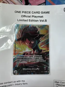 One Piece Official Card Game Playmat Vol 5 English + Luffy Promo Card IN HAND - Image 2