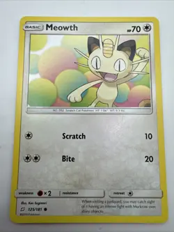 125/181 Meowth Common: Pokemon Trading Card Game SM-09 Team Up - Image 1