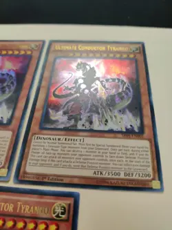3x Ultimate Conductor Tyranno SR04-EN001 Ultra Rare 1st Ed LP - Image 3