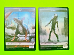 MTG Foundations - Rat/Zombie Double Sided Foil Token - Image 1