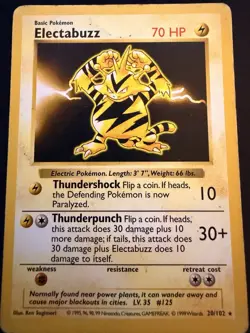Pokemon TCG Electabuzz Base Set 20/102 Regular Rare Card - Image 1